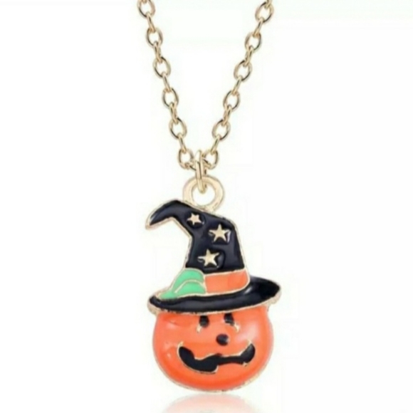 Orange Jack-o-lantern Witch Adjustable Necklace - Picture 7 of 7